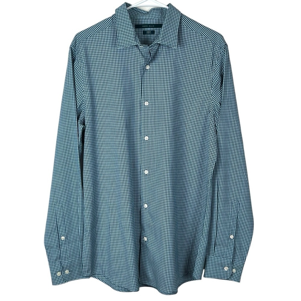 Perry Ellis Men’s Slim Fit Stretch Spread Collar Checkered Shirt Size Medium